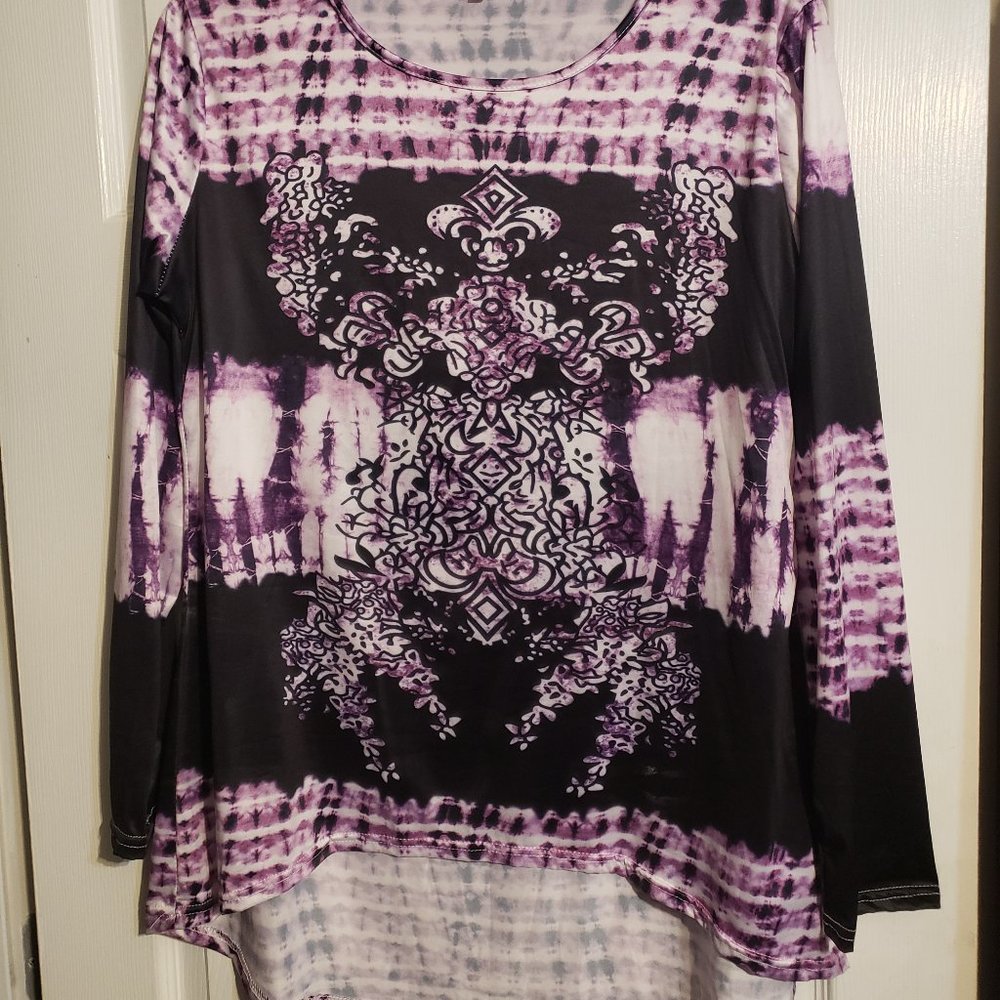 Women's 3x purple and black long sleeve top
